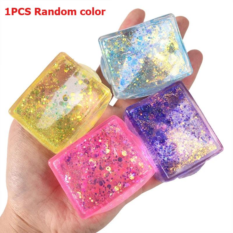 

Slow Rebound Aurora Colorful Maltose Tofu Ice Cube Squishy Toy Soft Simulated Block Squeeze Fidget Toy Anxiety Relief Plaything