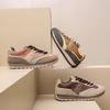 Fashion Casual Sneakers Women Suede Leather Patchwork Mixed Colors Lace Up Round Toe Platform Shoes Lady Flats