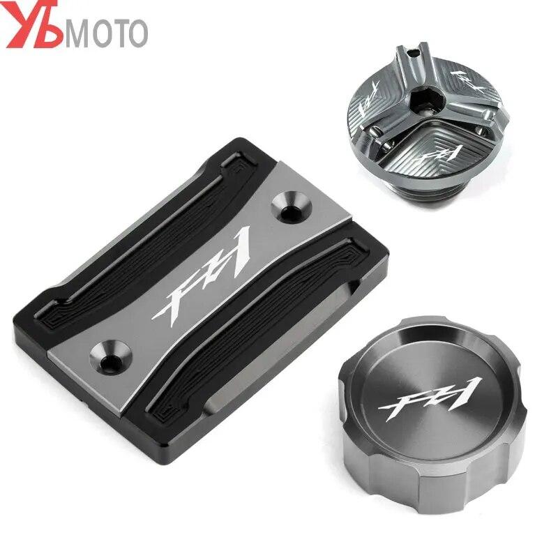 Laser Logo Motorcycles CNC Aluminum Front Rear Brake Fluid Reservoir Cover & Oil Filler Cap For YAMAHA FZ1 FAZER FZ 1 2006-2015