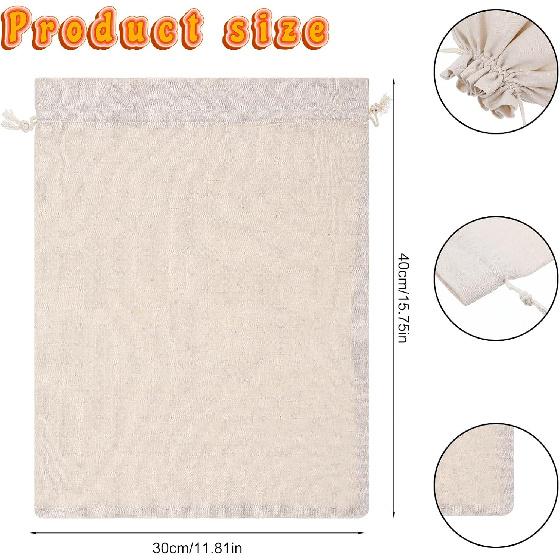 Ouligay 2 Pack Bread Bags Reble Set Linen Drawstring Sourdough Bags for Homemade Bread Storage, Eco-Friendly & Durable, 15.75" x 11.81"