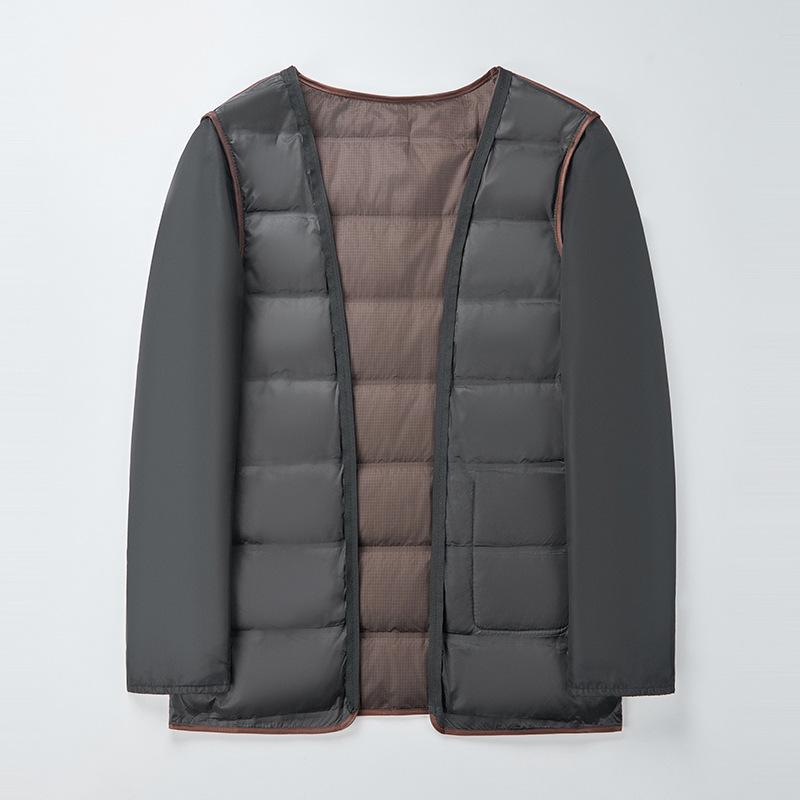 Winter Thickened Removable Down Lining Mid-length Double-sided Wool Men's Middle-aged Stand-up Collar Fur Collar Coat Woolen Coat