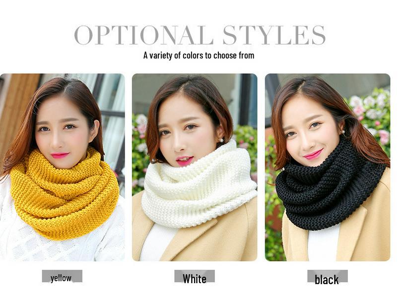 Women's Korean Style Solid Color Knit Wool Pullover Scarf - Autumn/Winter 2025