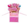 Cartoon Butterfly 3D Birthday Card Balloon Cake Design Best Wishes Pop-Up Greeting Cards Flowers Theme With Envelope