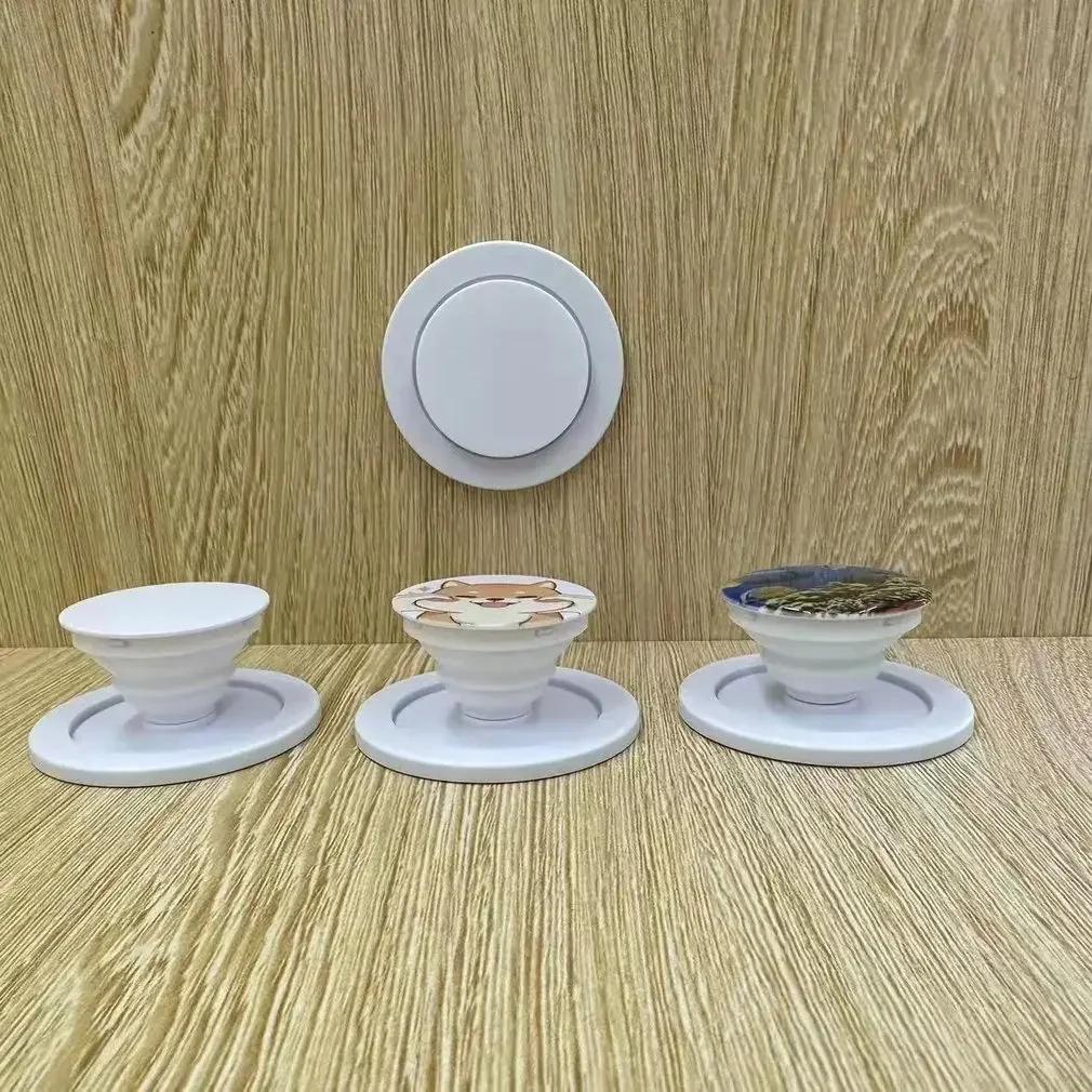 Ultra Thin Magnetic Suction Cup Holder with Lazy Holder Suitable for Smartphone Stretch Solid Color Pocket Socket Holder