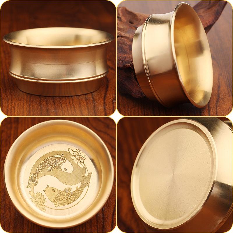 Brass Koi Cup New Chinese Home Furnishing Office Tea Ceremony Small Cup Water Supply Cup Lucky Ornament Metal Crafts