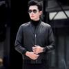 Spring and Summer New Men's Fashion B Letter Printed Leather Jacket Casual Versatile Baseball Collar Leather Jacket