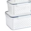 3pcs Drain Storage Basket Box Transparent Leakproof Food Storage Containers with Removable Colander for Fridge