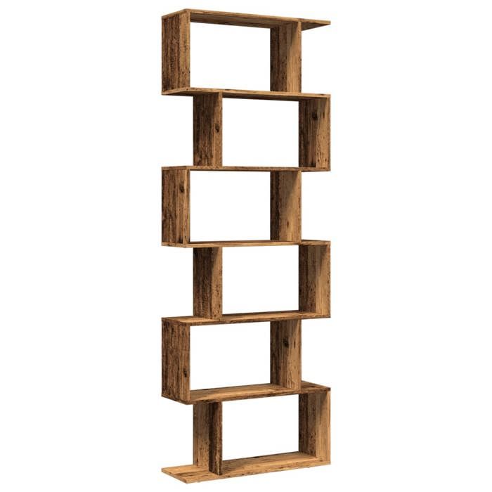 VidaXL 6-Tier Room Divider Shelf Old Wood 70x24x193cm, Shelf, Bookcase, Storage Shelf, 858091