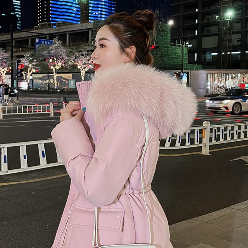 IELGY Mit Baumwolle gefütterte Jacke. Mittellange Damen-Jacke im koreanischen Stil. Schlanke wattierte Daunenjacke. Gepolsterte Jacke