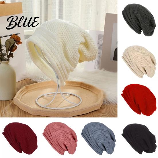 Hat For Different No Brim Winter Baggy Unisex Fall Head Sizes Solid Color Knitted Elastic