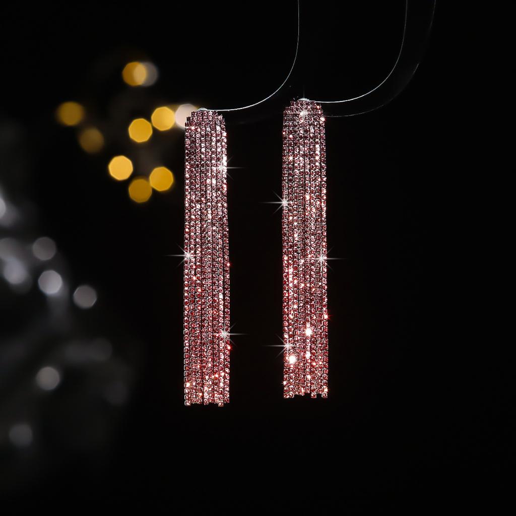 Premium Full Diamond Long Fringed Earrings
