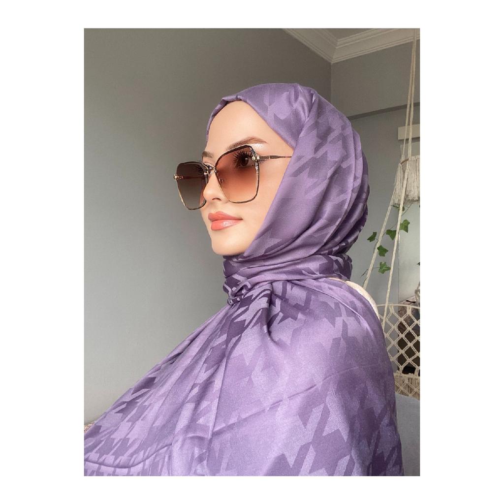 Houndsfoot Patterned Silky Jacquard Shawl