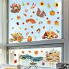 Autumn Maple Leaf Pumpkin Squirrel Static Cling Window Sticker Removable Fridge Glass Decor