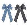 Retro Denim Bow Hair Clip - Fashionable Long Ponytail Headdress, Versatile Duckbill Style Accessory