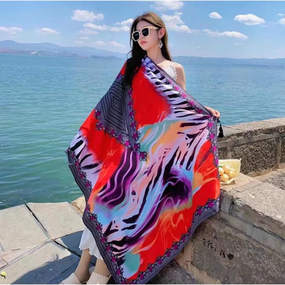 Chaka Salt Lake Great Northwest Tourism Ethnic Style Scarf Silk Scarf Women'S Summer Seaside Beach Shawl Sunscreen Thin