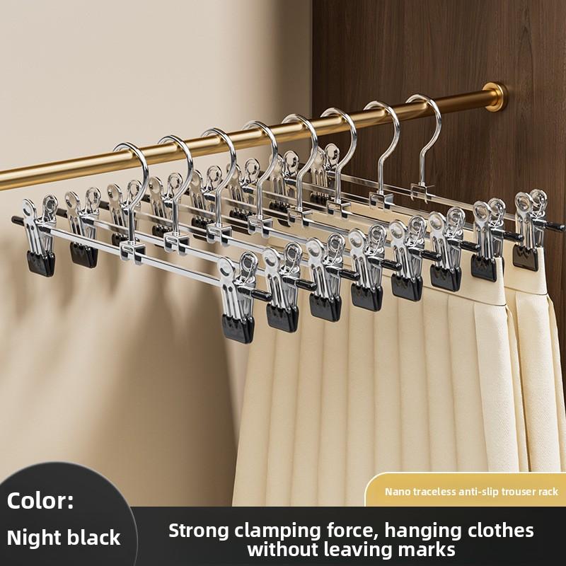 Stainless steel trouser clip hanger with clip household seamless jk skirt drying special large clothes support multifunctional