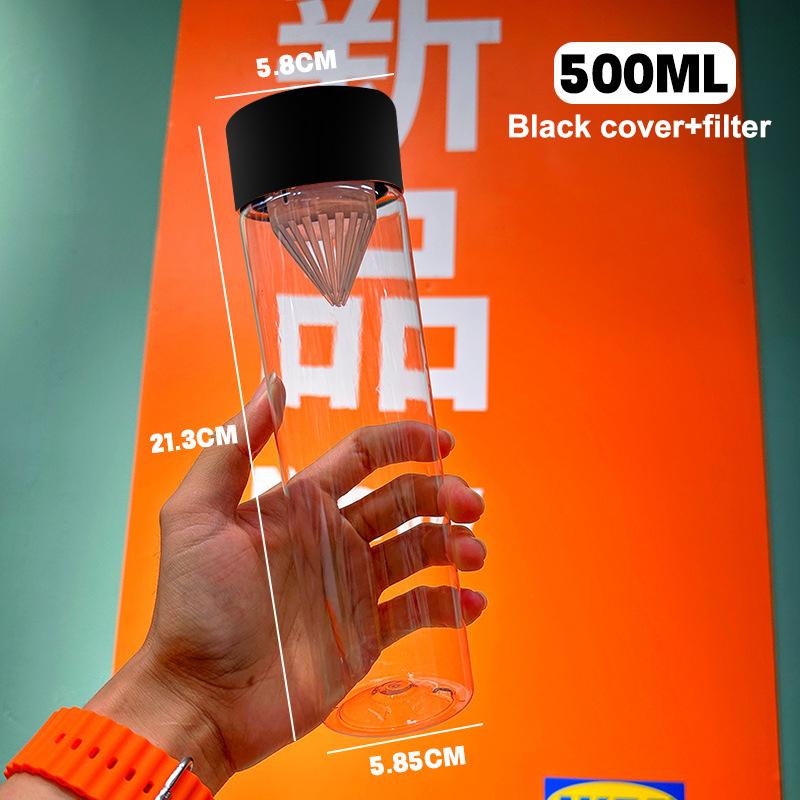 Kallbryggt te Vattenflaska Filter Vattenkopp Bärbar För Sport Utflykter Mjölkte Fruktjuice Drickkopp Hemma Transparent