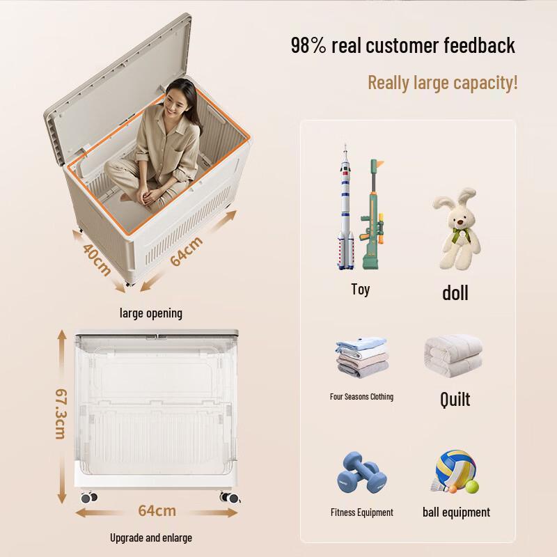 Handun 155L Flip-Lid Toy Storage Bin
