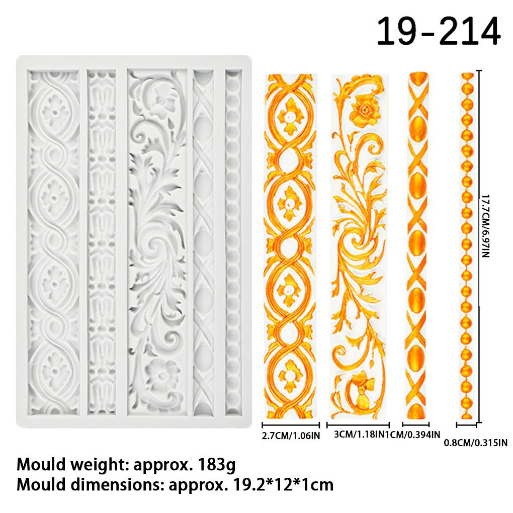 3PCS/SET DIY European Relief Cake Border Silicone Mold Frame Fondant Cake Decorating Tools Embossed Candy Chocolate Mould
