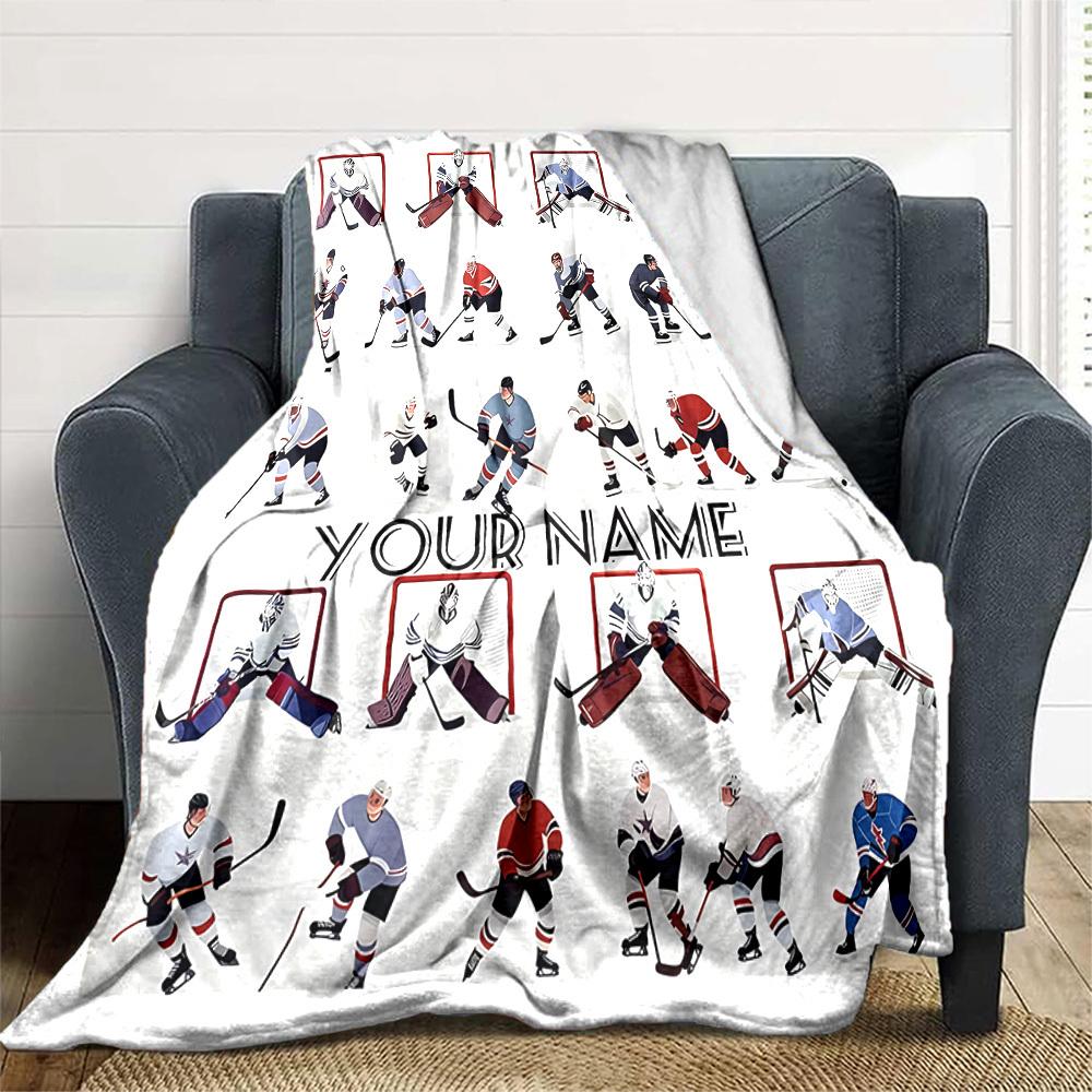 Hockey Lifestyle Eat Sleep Play Repeat Live Love Throw Customize Text Comfortable Texture Versatile For Sofa Couch Office Bed Picnics Allseason Use