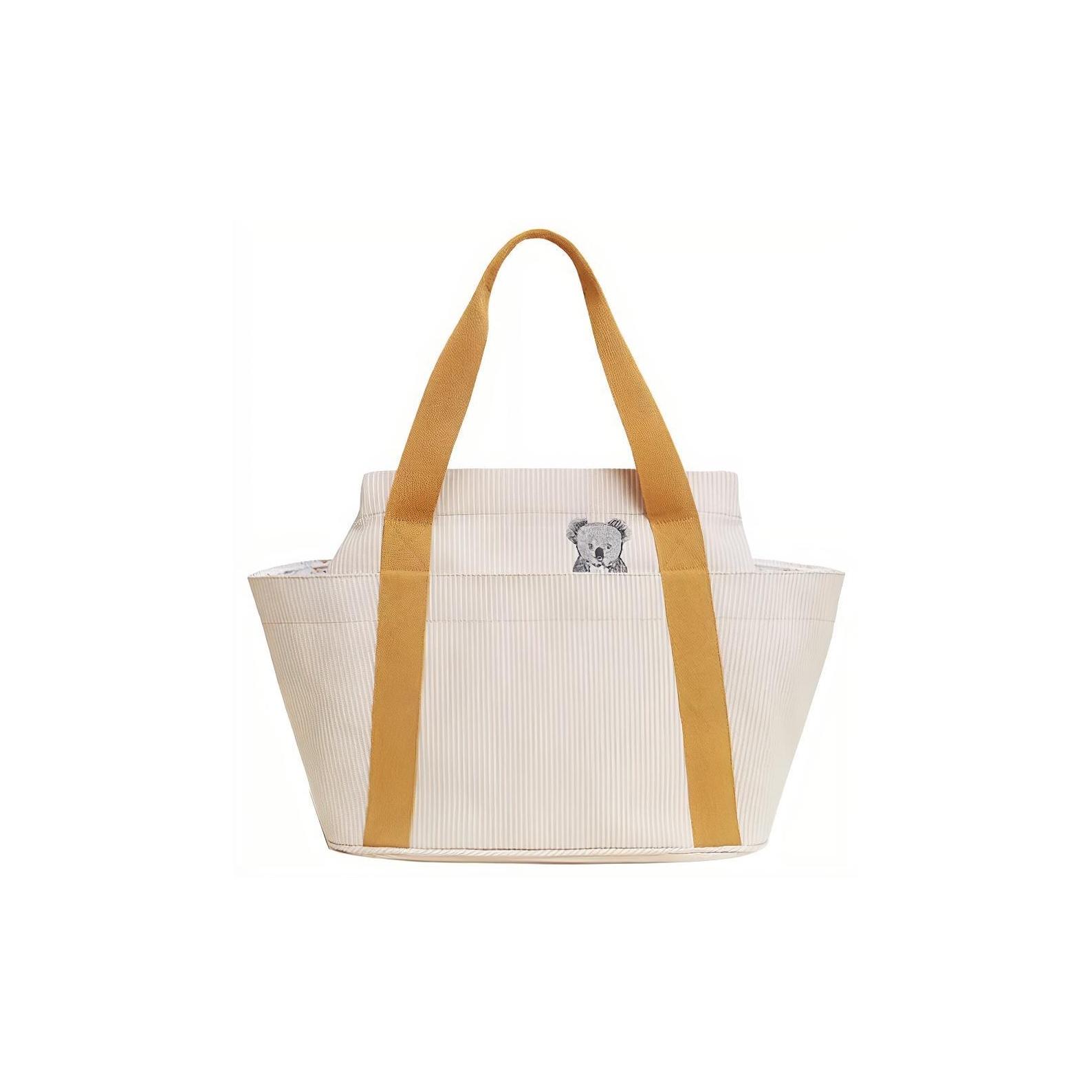 

Hermes Dark Pattern Koala Patch Bag With Liner And Baby Blanket Cotton Mommy Tote Shoulder Bag Regular Women Tote Bags White H103321M-04 Box Not Included