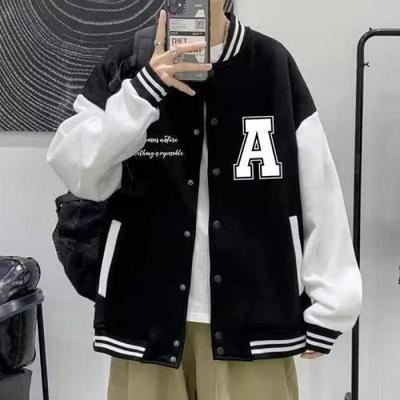Men's Color-Block Print Baseball Jacket for Students