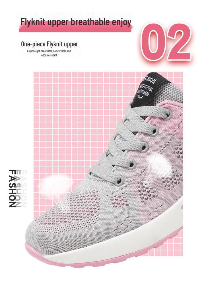 Women's Lightweight Air Cushion Running Shoes - Versatile, Breathable Flyknit Mesh, Large Size