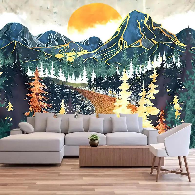VIKAMA NordicStyle Forest Sunlight Tapestry Forest Scene Natural Ambience Decorative Wall Hanging Room Decoration