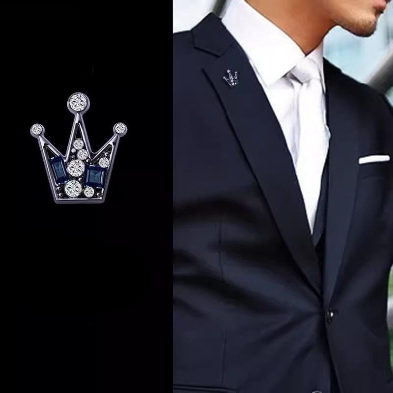 Elegant Mini Crown Brooch, Men's Simple Brooch, Retro Badge Decoration, High-end Suit Collar Flower, Shirt Collar Pin