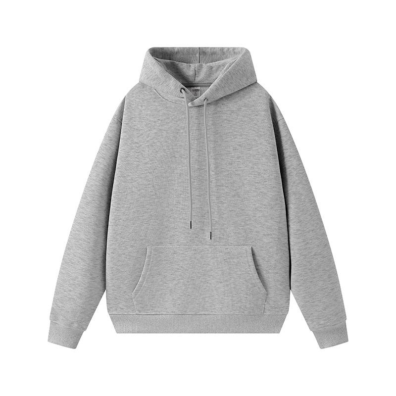 Men's and Women's Warm Cotton Hooded Sweatshirt - Plain Color, Loose Fit, Autumn Winter Style