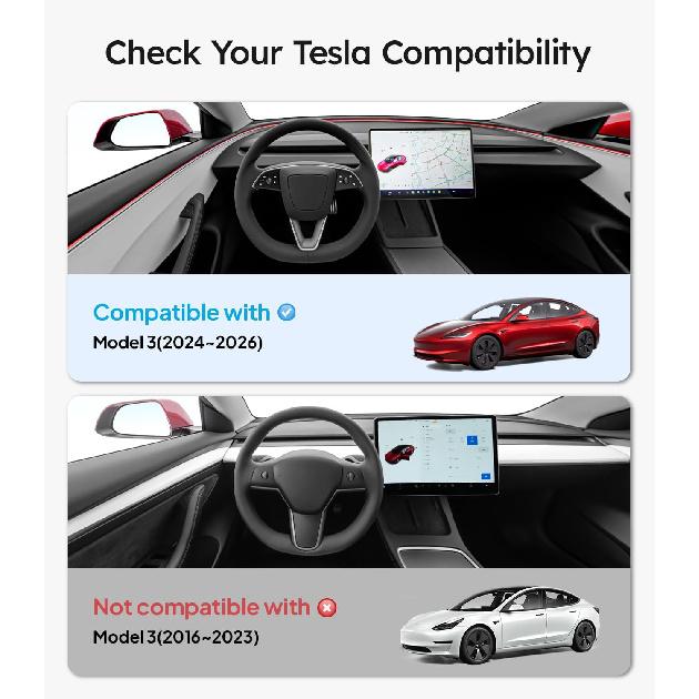 Wigoo 2025 Upgrade Tesla Model 3 Highland Accessories Rear Center Console Organizer [Partitioned Storage & Stable Tallation] Backseat Storage Box For