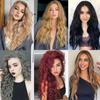 MISS WIG Blonde Brown Long Water Wave Synthetic Fiber Wig Without Bangs Ombre Color Natural Long Wavy Wig for Women