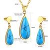 Songhua stone jewelry set female retro love shape round stud earrings necklace stainless steel jewelry set