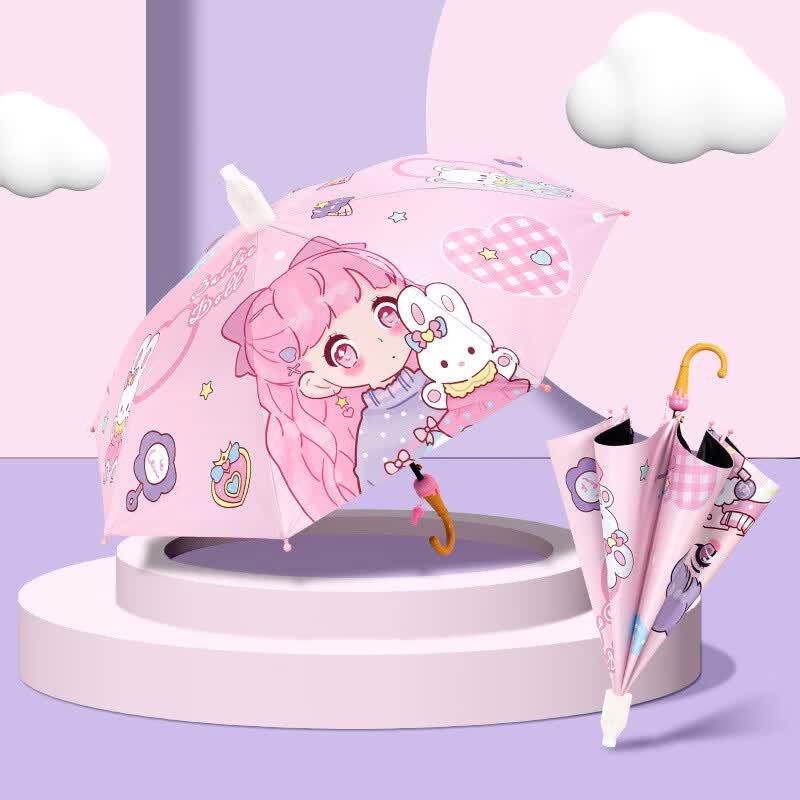 Kids Cartoon Long Handle Sun & Rain Umbrella