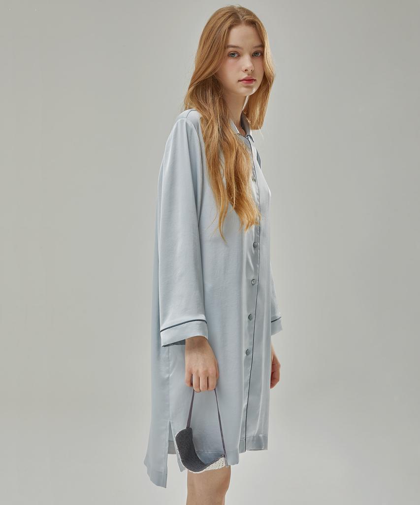 Tuelbeusseom Eggshell Mini Robe Dress - Gray