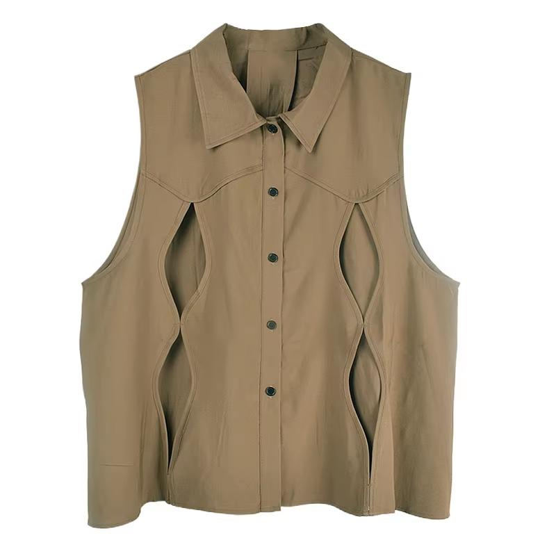 

Xitao Жилет без рукавов с вырезом и баской GMM1365 One Size хаки