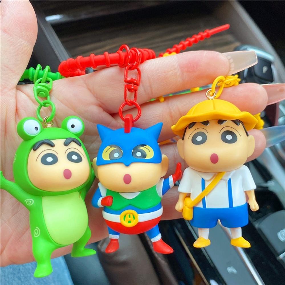 Crayon Shinchan Figure Toys Keychain Cute Cartoon PVC Doll Colorful Strap Bag Decor Backpack Ornament Party Favor Gifts for Girl
