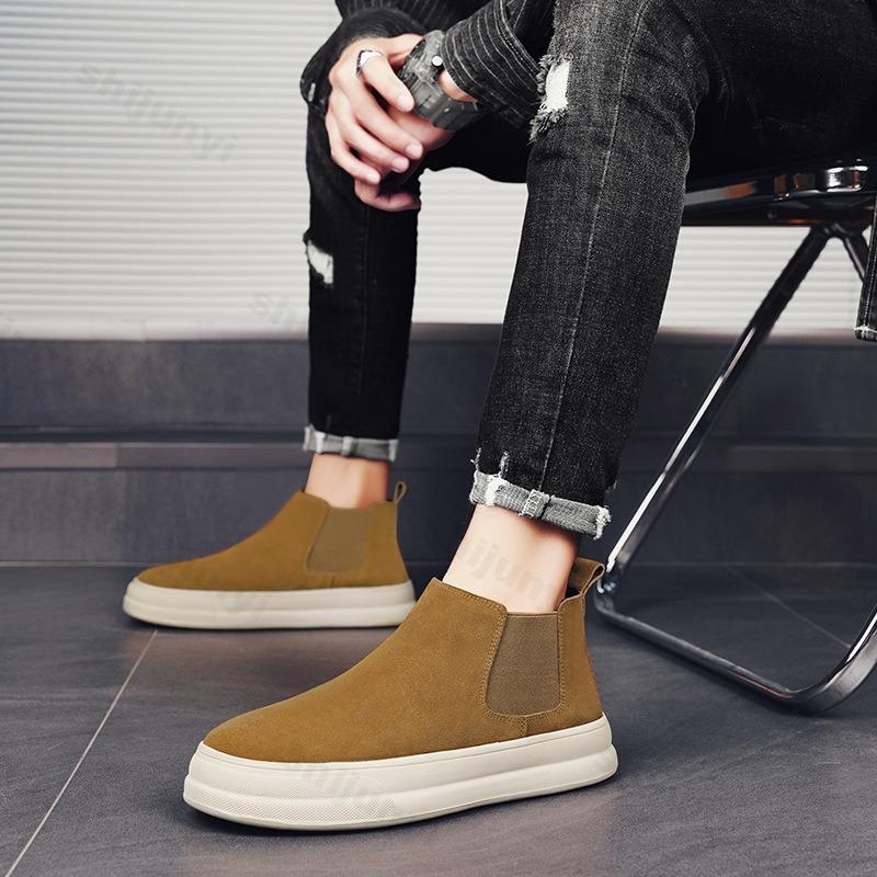 Fashion Men's Fashion Trend Casual Shoes 2025 Spring New Comfortable High Top Versatile Thick Soled Ankle Boots Non slip Chunky sneakers