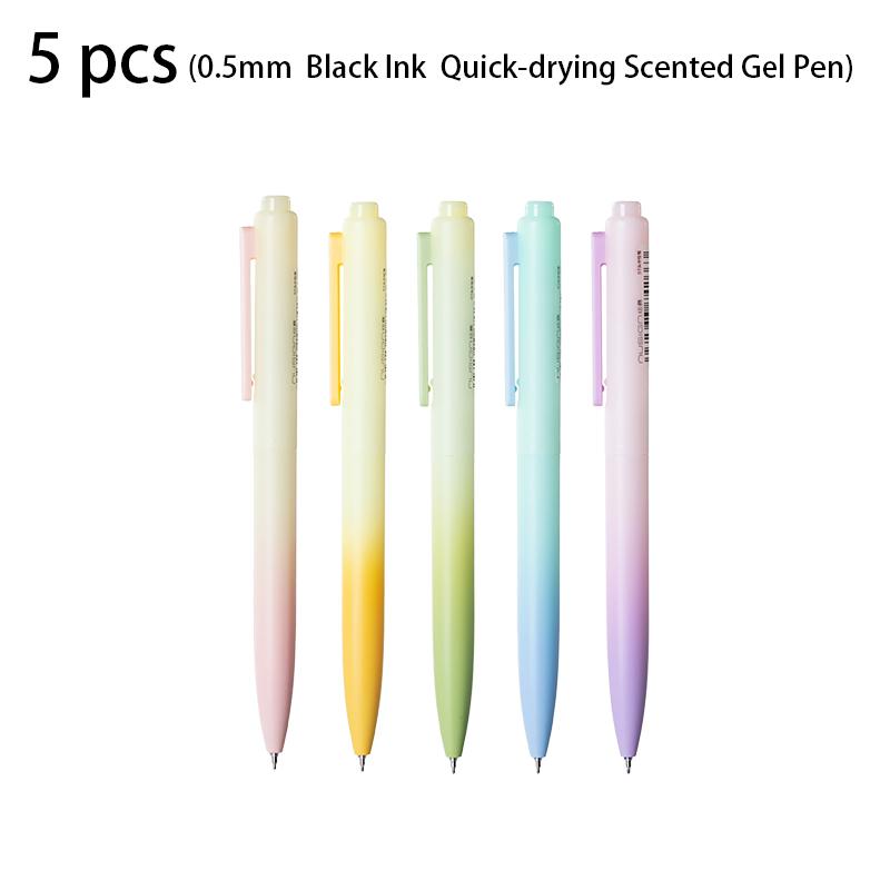 Deli 5pcs 0.5mm Fragrant Black Ink Quick-drying Cute Gel Pen Stationery Gift Office&School Supplies Kawaii Scented Pens black