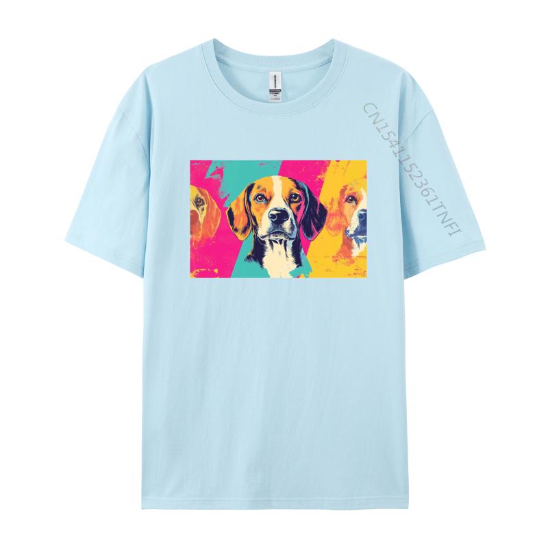 Beagle Art Tshirt Art Style Pet Companion Printed Animated Tshirt Top Tshirts for Men Graphic Tee Cotton