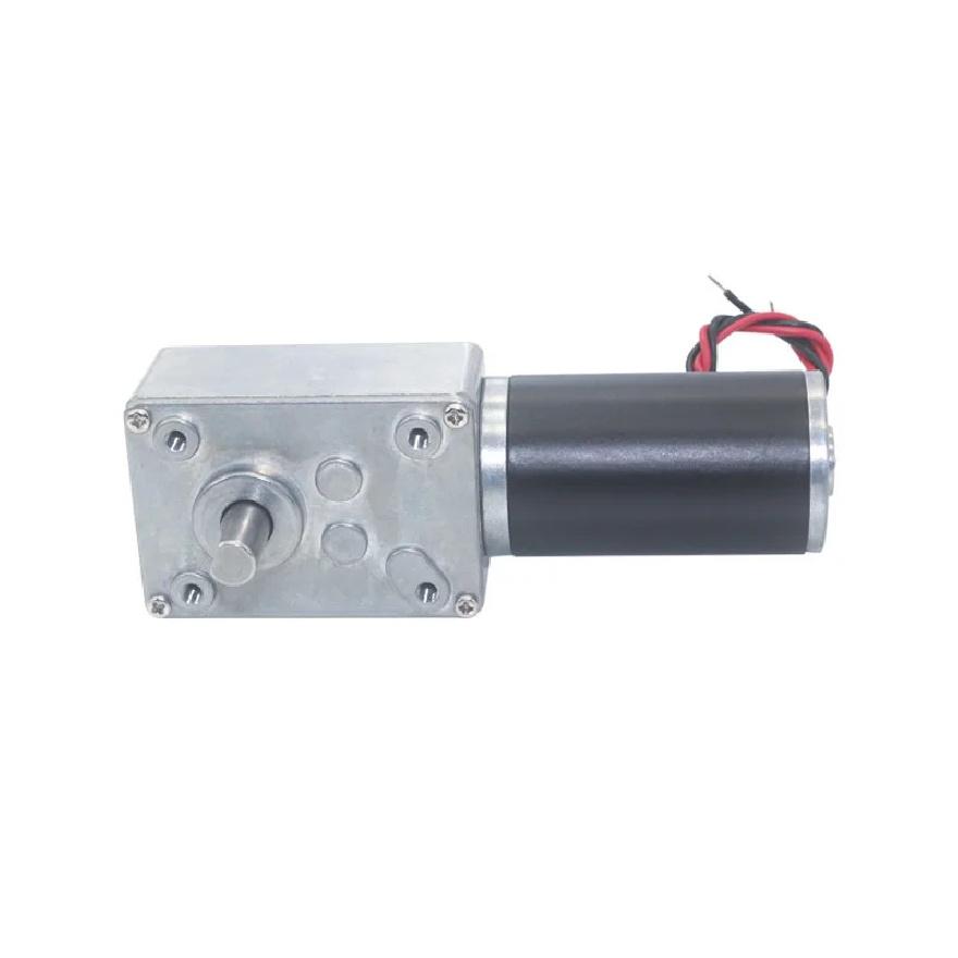 DC12V 24V Powerful Torque Gearmotor Metal Turbo Worm Gearbox Type-D Shaft Reversed Low Speed 70kg.cm Self-Lock Worm Gear Motor