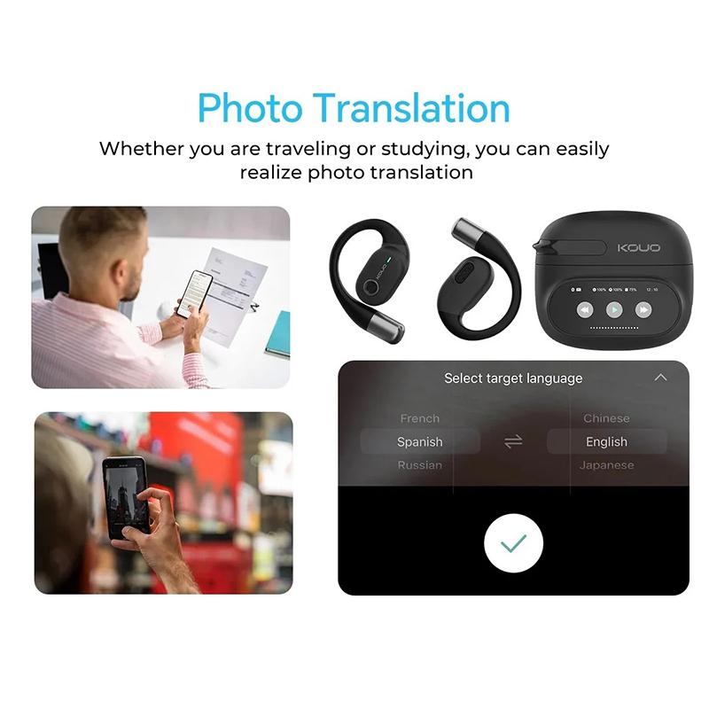 Wireless Smart Earphones Lifetime Free Face To Face Call 164 Language Translate Wireless Bluetooth 5.4 Business Earbuds