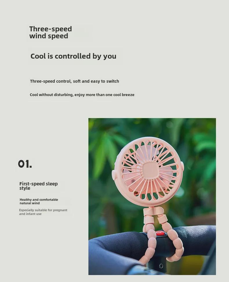 Multifunctional Portable USB Rechargeable Baby Stroller Fan with Lithium Battery