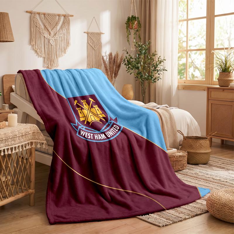 West Ham United Football Print Flannel Blanket Soft Warm Sofa Bed Throw Blanket For Home Office Bedroom