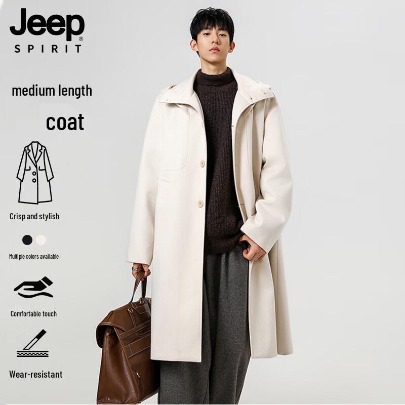 

JEEP SPIRIT Men s Hooded Wool Blend Mid-Length Coat XL
