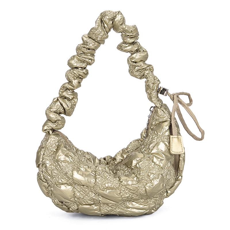 CAHMLO Women s Shiny Pleated Cloud Shoulder Bag - Casual Crossbody Bubble Design