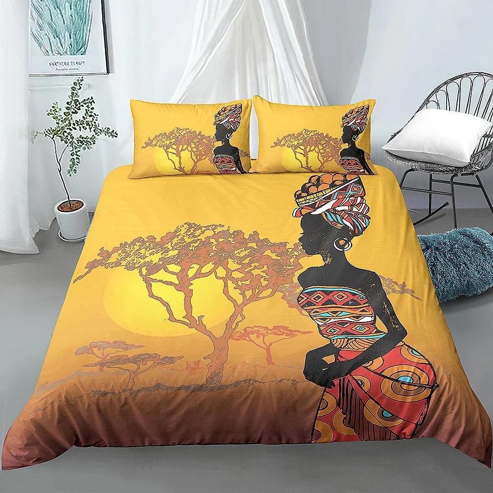 Ancient Egypt Africa Style Pattern Quilt Covers Comforter Bedding Sets for Home Bedroom Duvet Cover Bed Decor US King Queen Size