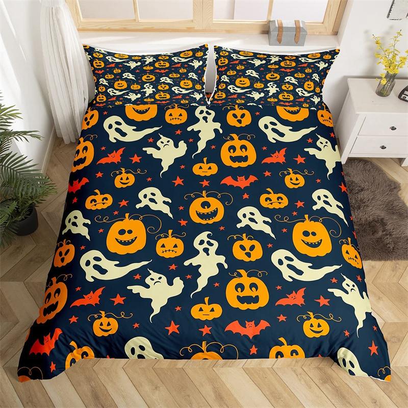 Halloween Duvet Cover Queen Boys Trick or Treat Bedding Set For Kids Teen Room Decor Microfiber Soft Sugar Skull Comforter Cover