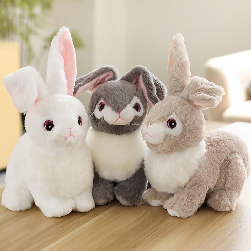 Easter Gift Soft Plush Rabbit Toy Stuffed with PP Cotton Eco-Friendly Lifelike White Stress Relief Plush Animal Stuffed Toys