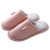 PU leather couple indoor home wooden floor leather surface autumn and winter warm cotton slippers